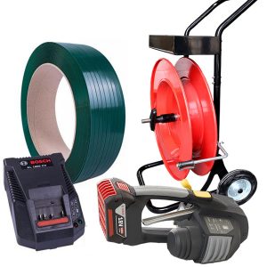 מכשיר קשירה נטען MB620 סט סרט קשירה PET, עגלת דיספנסר, סוללה, מטען